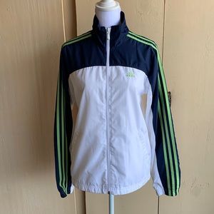 Adidas Sz S White & Navy Blue Light Jacket